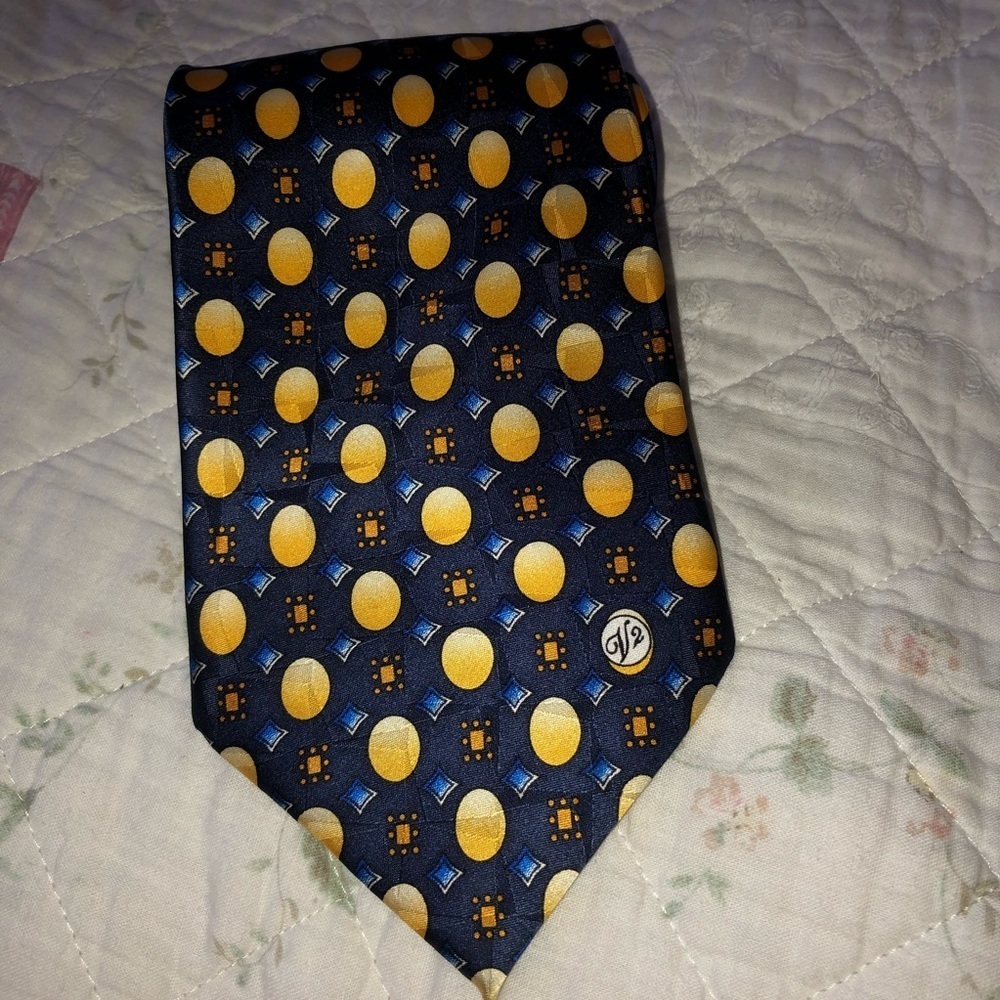 Versace Gold and Blue Silk Accessory Tie